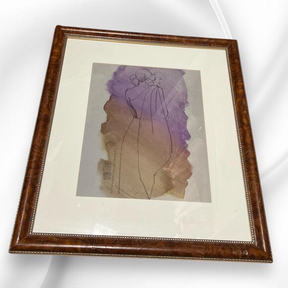 Dreaming Merrie Monarch Drawing Watercolor Art Signed Frame Hawaiian - Picture 3 of 10